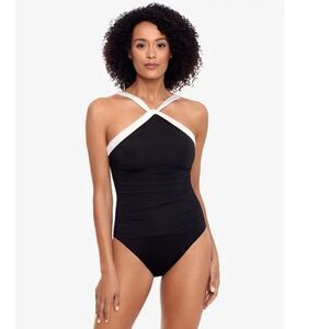 Ralph Lauren One Piece Swim | Black & White | Bel Air | 2 Cover Ups Swiss Dot